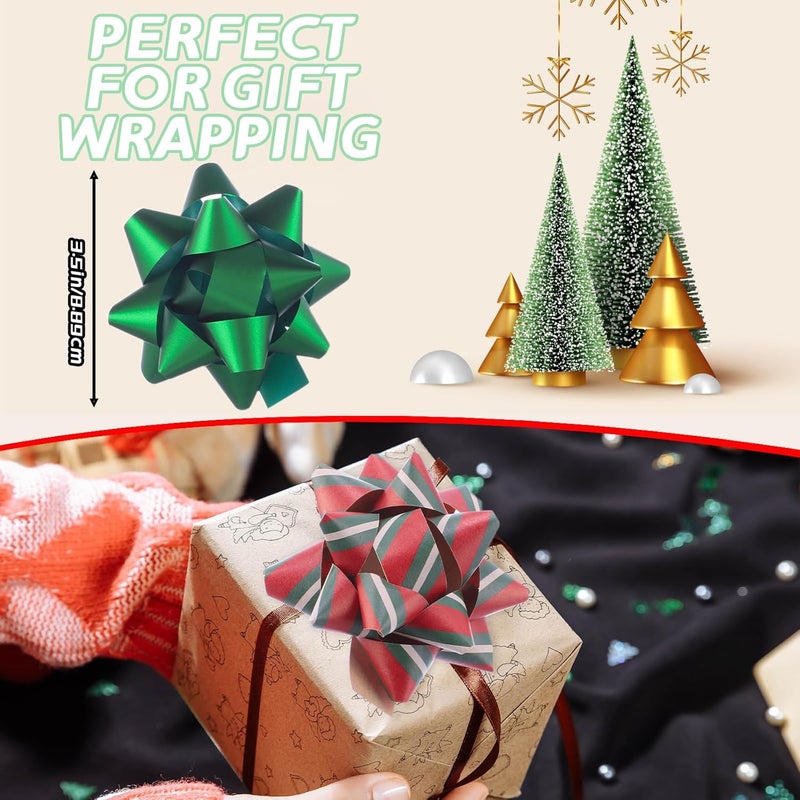 DYSHIPEN 24 Large Christmas Gift Bows,3.5 inches, Bows for Gift Wrapping and Presents,Christmas Bows,for Parties, Birthdays, Weddings or Other Holidays. - Image 2